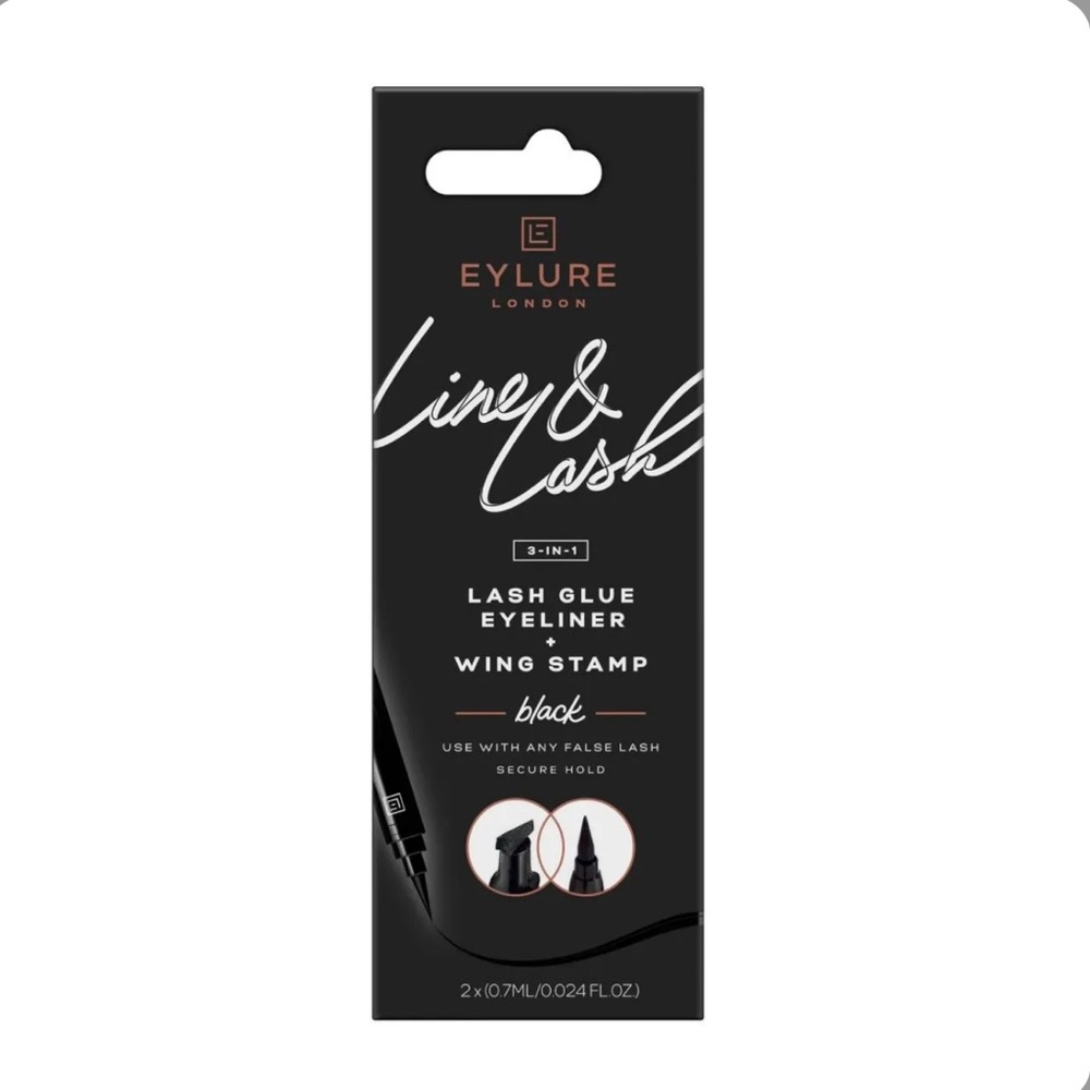 Eylure 3-in-1 Lash Glue Eyeliner + Wing Stamp Smudge Proof Hyaluronic Acid NEW